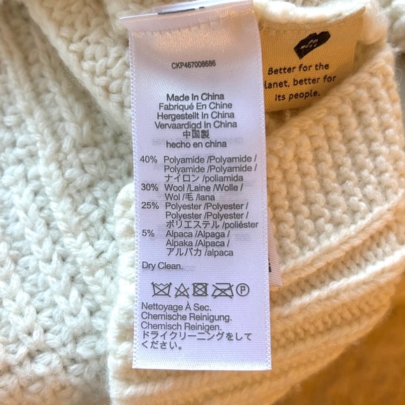 Madewell Antique Cream Checkered Turtleneck Sweater Size XS - Picture 6 of 7